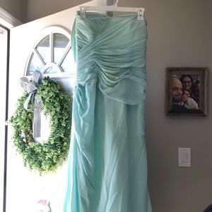 Off shoulder mint green dress